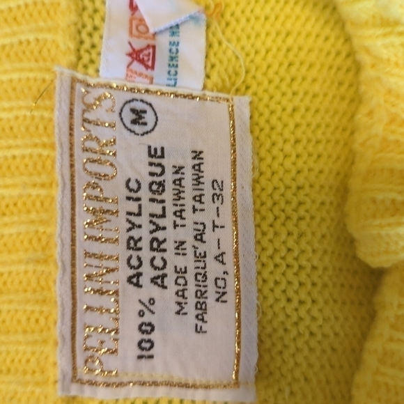 Vintage Acrylic Button-Up Cardigan Yellow 70s 80s - Picture 5 of 6